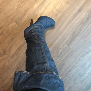 Denim BEBE over the knees Boots😬‼️
